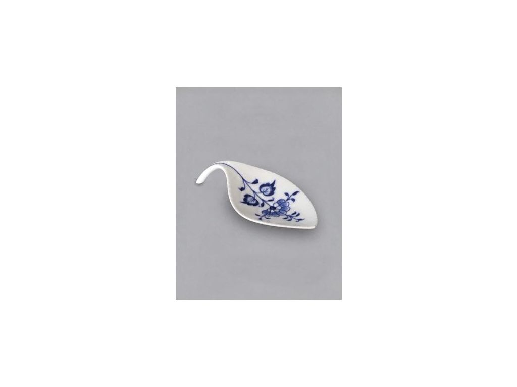 Miska na odkládání čajového sáčku / lísteček, 12,4 x 5,8 cm, cibulák, Český porcelán