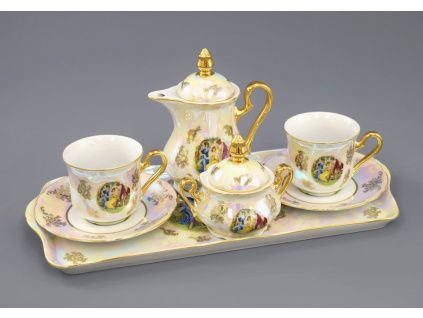 Tři grácie, kávová souprava, český porcelán, Mary-Anne, Leander, 9 d.