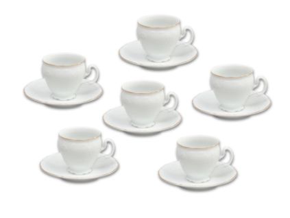 Bernadotte, šálky a podšálky kávové, 170 ml, zlatá linka, bílý porcelán, Thun, 6 ks