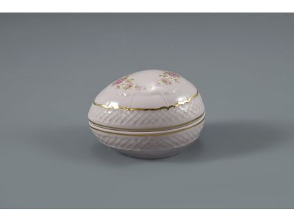Dóza - mušle, růžový porcelán, 7 cm, kytičky, Leander
