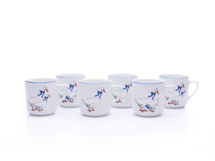 Souprava, Hrnek Pětka, 400 ml, Český porcelán Dubí, husy, 6ks