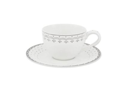 Šálek s podšálkem, 0,20 l, HyggeLine, šedá, Leander, český porcelán