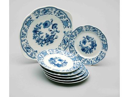 Natalie, koláčová souprava, cibulák, český porcelán, Thun, 7 d.
