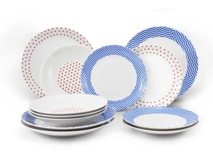 Sada talířů, český porcelán, BeFree, Leander, 12 d.
