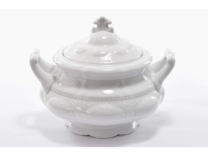 Mísa polévková, 2,5 l, český porcelán, Sonáta, bílá krajka, Leander