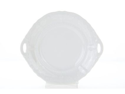 Talíř koláčový praporový, 27 cm, český porcelán, Sonáta, bílá krajka, Leander