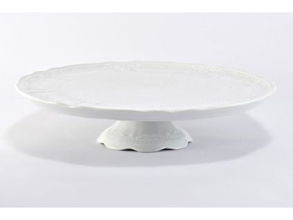 Talíř dortový na nožce, 28 cm, porcelán, Mary-Anne, bílá krajka, Leander