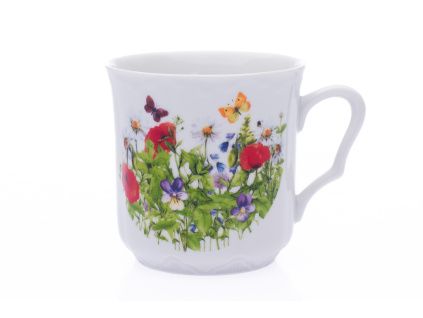 Hrnek Karel, 0,27 l,  Český porcelán Dubí, louka a motýlci