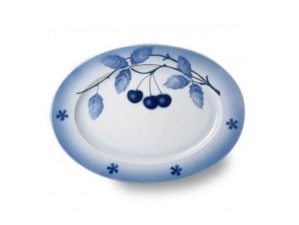 Mísa oválná, český porcelán, 39 cm, Nina, modré třešně, Thun