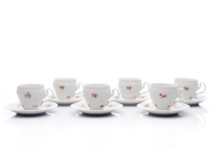 Šálky s podšálky, 240 ml, český porcelán, Bernadotte, házenka, Thun, 6 ks