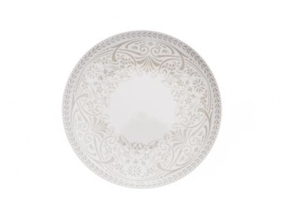 Tom, talíř mělký 26, šedá krajka, český porcelán, Thun