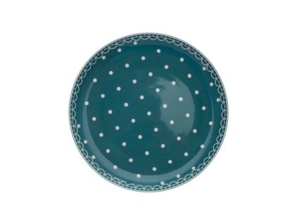 Tom, talíř dezertní 19, puntíky, petrolej, český porcelán, Thun 1794