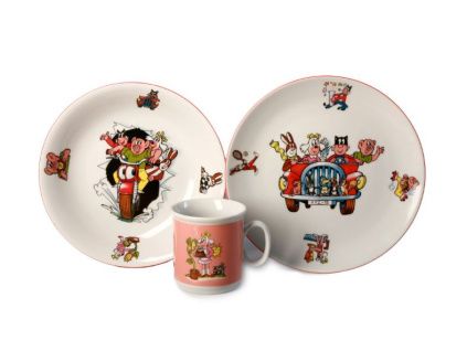 Čtyřlístek, dětská porcelánová souprava (růžová), Thun