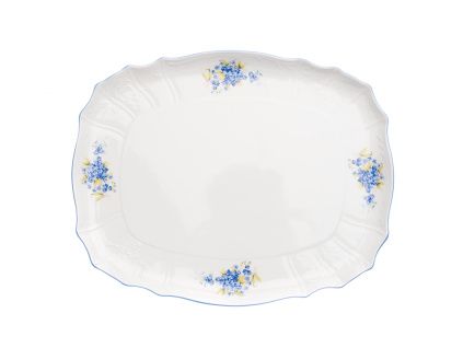 Podnos čtyřhranný, 40 cm, český porcelán, Bernadotte, pomněnky, Thun