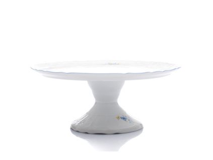 Talíř na dort na noze, český porcelán, Bernadotte, 32 cm, pomněnky, Thun