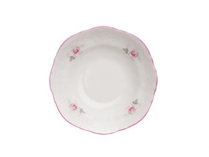 Miska na kompot, 13 cm, český porcelán, Bernadotte, růže, růžový proužek, Thun