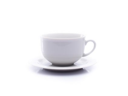 Šálek a podšálek, český porcelán, 280 ml, Opal, bílý, Thun