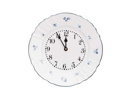 Hodiny, český porcelán, Bernadotte, 27 cm, modré růžičky, Thun 1794