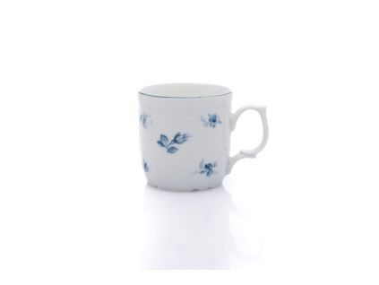 Hrnek, český porcelán, Bernadotte, 250 ml, modré růžičky, Thun