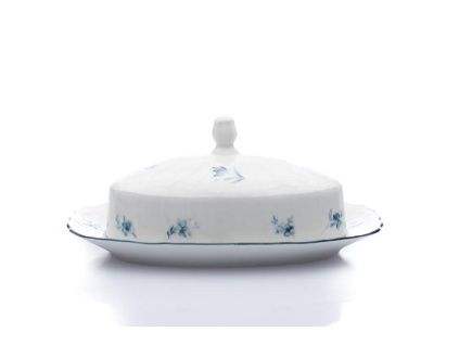 Máslenka, český porcelán, Bernadotte, 250 g, modré růžičky, Thun