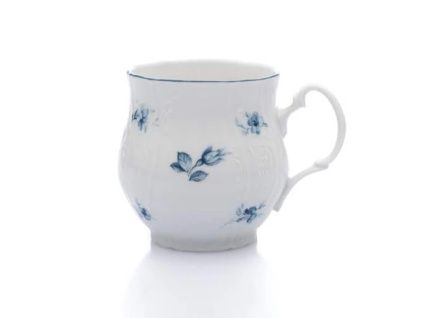 Hrnek Jonáš, český porcelán, Bernadotte, 310 ml, modré růžičky, Thun