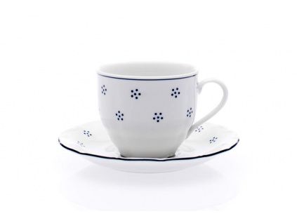 Šálek s podšálkem na kávu, český porcelán, Verona, 250 ml, modrá valbella, G. Benedikt