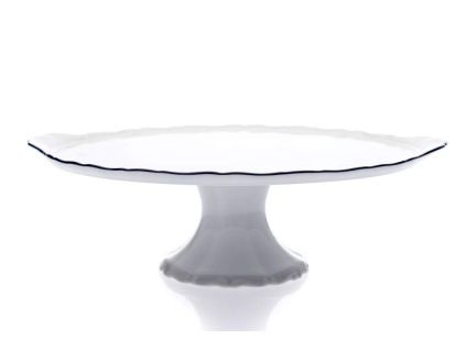 Talíř na dort s podstavcem, český porcelán, Verona, 33 cm, modrá valbella, G. Benedikt