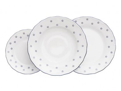 Talířová souprava, český porcelán, Verona, 18 d., modrá valbella, G. Benedikt