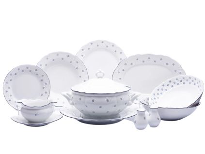 Jídelní souprava, český porcelán, Verona, 26 d., modrá valbella, G. Benedikt