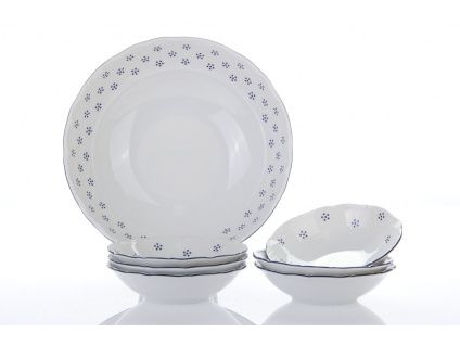 Kompotová souprava, český porcelán, Verona, 7 d., modrá valbella, G. Benedikt