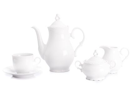 Kávová souprava, bílý porcelán, Ophelia, Thun RZ, 15 d.