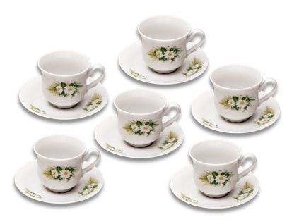 Constance, šálky s podšálky kávové, český porcelán, 6 ks, kopretiny, Thun
