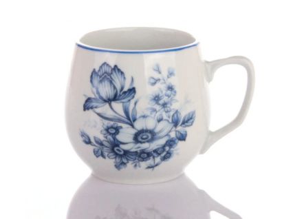 Hrnek Baňák, 300 ml, Český porcelán Dubí, modrý květ