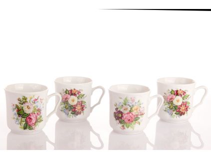 Karel, sada hrnků, 0,27 l, Český porcelán Dubí, květiny, 4 ks