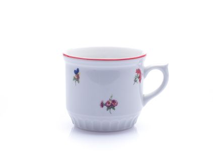 Hrnek Selský, 0,42 l, házenka s červeným proužkem, Český porcelán, Dubí