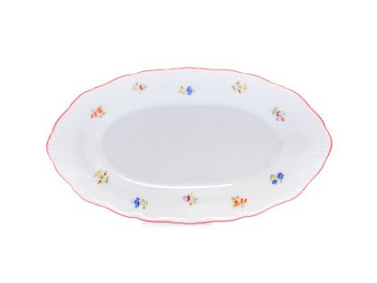 Mísa přílohová, 26 cm, Ophelia, házenka s červeným proužkem, porcelán Thun RZ