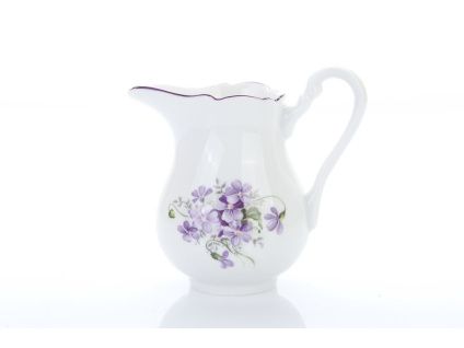 Mlékovka, český porcelán, 0,25 l, fialky, Český porcelán