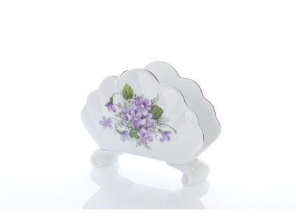 Stojánek na ubrousky, 10 cm, fialky, Český porcelán