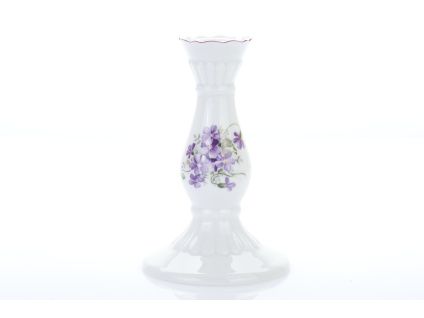 Svícen, 16 cm, fialky, Český porcelán