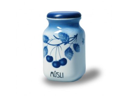 Dóza na müsli, 1 litr, modré třešně, Český porcelán