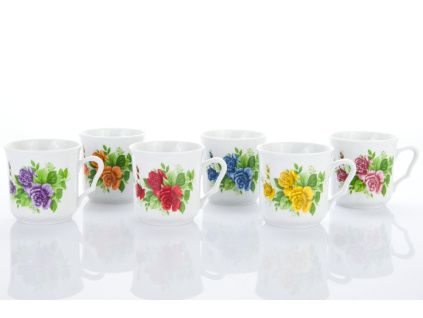 Karel, sada hrnků 0,27 l, Český porcelán Dubí, růže, 6 ks