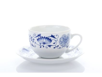 Šálek na čaj s podšálkem, český porcelán, 270 ml, Saphyr, cibulák, Thun