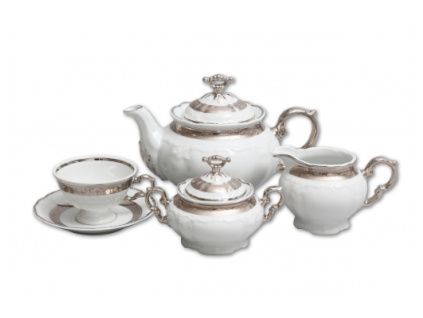 Marie Louise, čajová souprava, platina, český porcelán, Thun, 15 d.