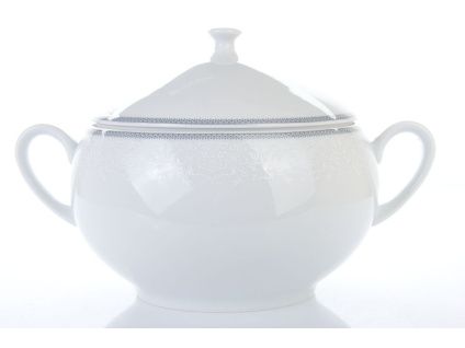 Mísa polévková, český porcelán, Opal, 2,80 l, krajka, šedá, Thun 1794