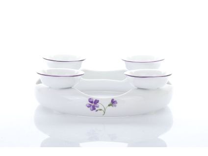 Svícen adventní pro 4 svíčky, 18 cm, fialky, Český porcelán