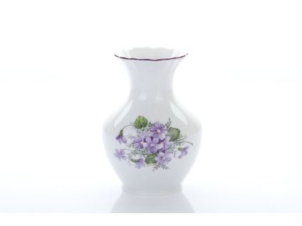 Porcelánová váza, fialky, výška 13,5 cm, Český porcelán