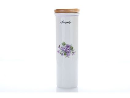 Dóza na špagety, výška 28,4 cm, fialky, Český porcelán