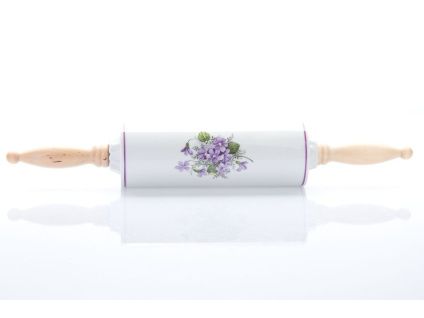 Váleček na nudle, 45 cm, fialky, Český porcelán