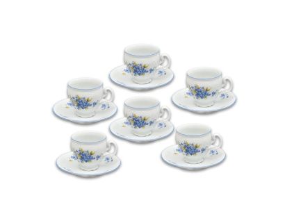 Bernadotte, šálky a podšálky na espresso, 90 ml, pomněnky, Thun, 6 ks
