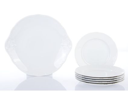 Constance, koláčová souprava, bílá, porcelán Thun, 7 d.